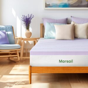 marsail 2-inch full memory foam mattress topper with lavender scent, gel infused cooling mattress topper, soft mattress topper for sleeper sofa, rv, camper, certipur-us certified