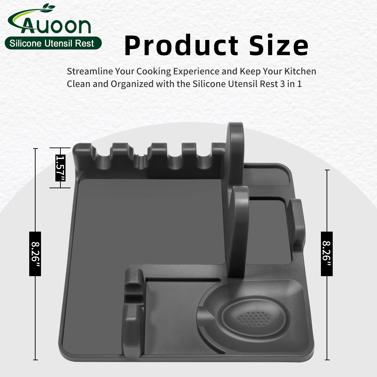 AUOON Silicone Utensil Rest and Pot lid holder with Drip Pad for Multiple Utensils,Dishwasher Safe,Heat-Resistant,BPA-Free Spoon Rest for Stove Top,Kitchen Utensil Holder for Ladle