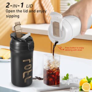 Icesip 21oz Coffee Travel Mug Spill Proof Leak Proof, Insulated Mugs Tumbler for Hot and Cold, Stainless Steel Vacuum Cups for Iced & Hot Coffee, Water, Drink, Black