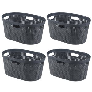 Julyeen 4 Packs Plastic Laundry Clothes Baskets Bins, 40L Large Storage Laundry Hamper (Grey)