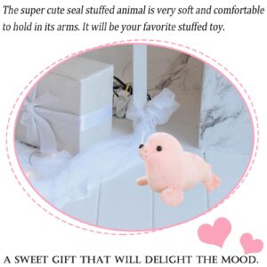 zhidiloveyou Seal Plush Stuffed Animal Pink Cute Seal Toy Pillow Kawaii Doll for Kids, 9 inch