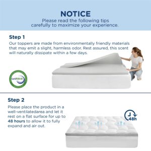 Bedsure 4.5 Inch Memory Foam Mattress Topper Queen Size, Dual Layer 2.5 Inch Gel Memory Foam & 2 Inch Waterproof Pillow Top Cooling Mattress Pad, Deep Pocket Fits 8"-21" Mattresses, Medium Support