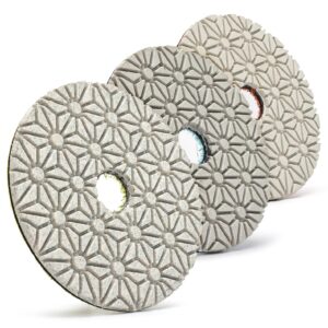 Casaverde 3 Step Diamond Polishing Pads 4 Inch Dry or Wet for Granite Marble