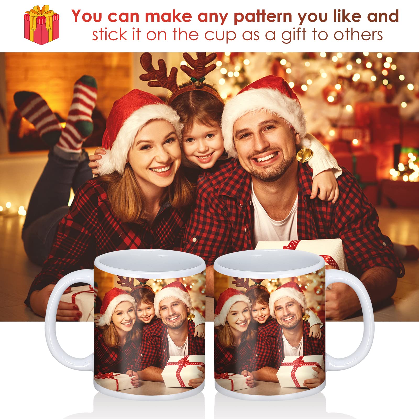 Yephets Sublimation Mugs, 12Pcs Coffee Mugs Blank White Ceramic Coffee Mug Set Sublimation Cups 11 oz Christmas Coffee Mug for Hot Chocolate Latte Tea Milk DIY Products