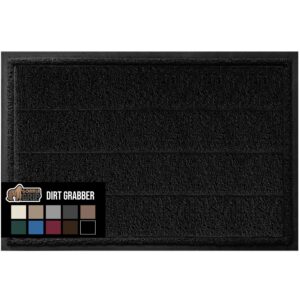 gorilla grip dirt grabber mesh door mat, low-profile, stain and fade resistant heavy duty quick dry striped doormat, mats for indoor or outdoor entry, shoe scraper, garage entrance mat, 47x35, black