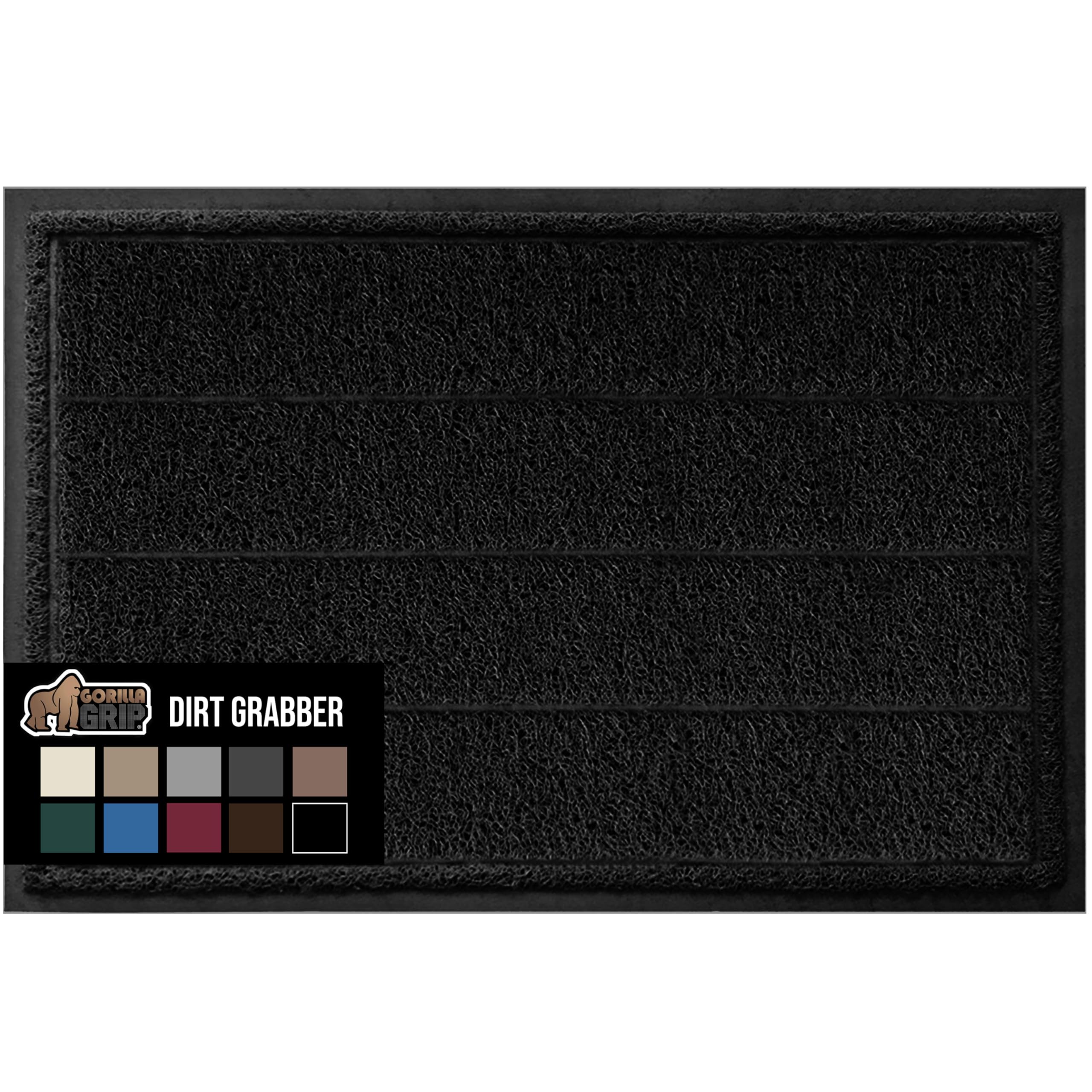 Gorilla Grip Dirt Grabber Mesh Door Mat, Low-Profile, Stain and Fade Resistant Heavy Duty Quick Dry Striped Doormat, Mats for Indoor or Outdoor Entry, Shoe Scraper, Garage Entrance Mat, 47x35, Black