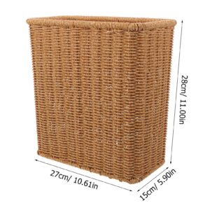 Ciieeo Wicker Trash Can Slim Woven Trash Basket Wastepaper Basket Narrow Garbage Bin Rubbish Can Storage for Dorm Laundry Bathroom Bedroom Kitchen