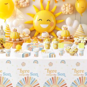 YJRJSC Here Comes The Son Baby Shower Decorations Tableware Boy, Boho Rainbow Sun Baby Shower Party Supplies, Plate, Cup, Napkin, Tablecloth, Cutlery, Sunshine Baby Shower Table Decorations | Serve 24