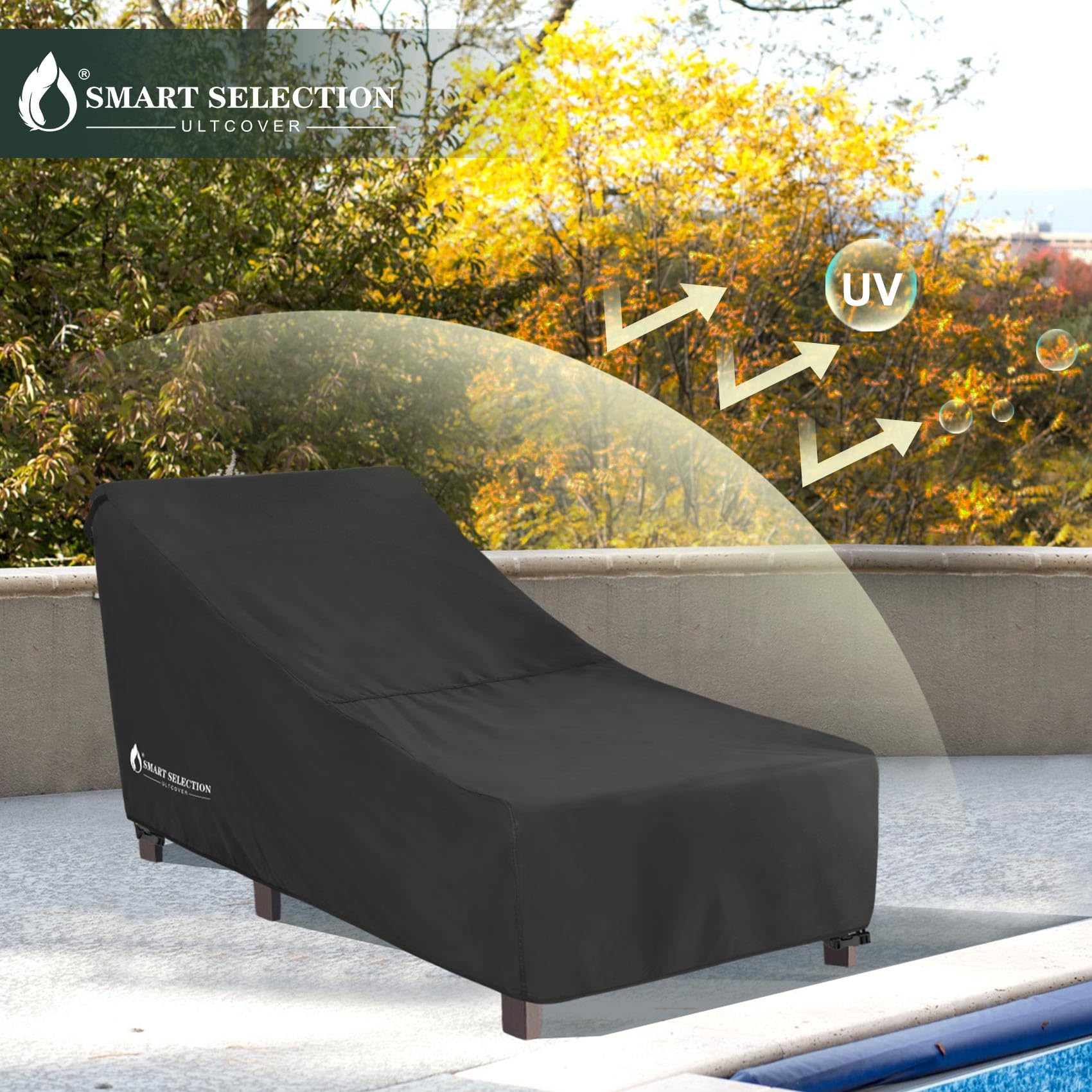 ULTCOVER Smart Selection Chaise Lounge Cover 2 Pack Waterproof & UV Protectionfor Outdoor Pool Lounge Chair up to 66L x 24W inches