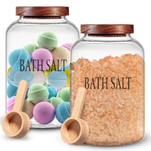 silifine 2 sets 74 oz large bath salt container with wooden scoop for bath salt glass bath salt jar with airtight lid storage canister for bath salt, food, flour, sugar, cookie, kitchen