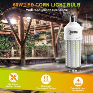 RIUVAO 60W LED Corn Bulb 500W Equivalent Led Light Bulb 7500 Lumen Bright 5000K Daylight White E26/E27 Medium Base for Large Area Outdoor Indoor Garage Warehouse Factory Backyard