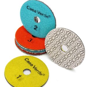 Casaverde 3 Step Diamond Polishing Pads 4 Inch Dry or Wet for Granite Marble