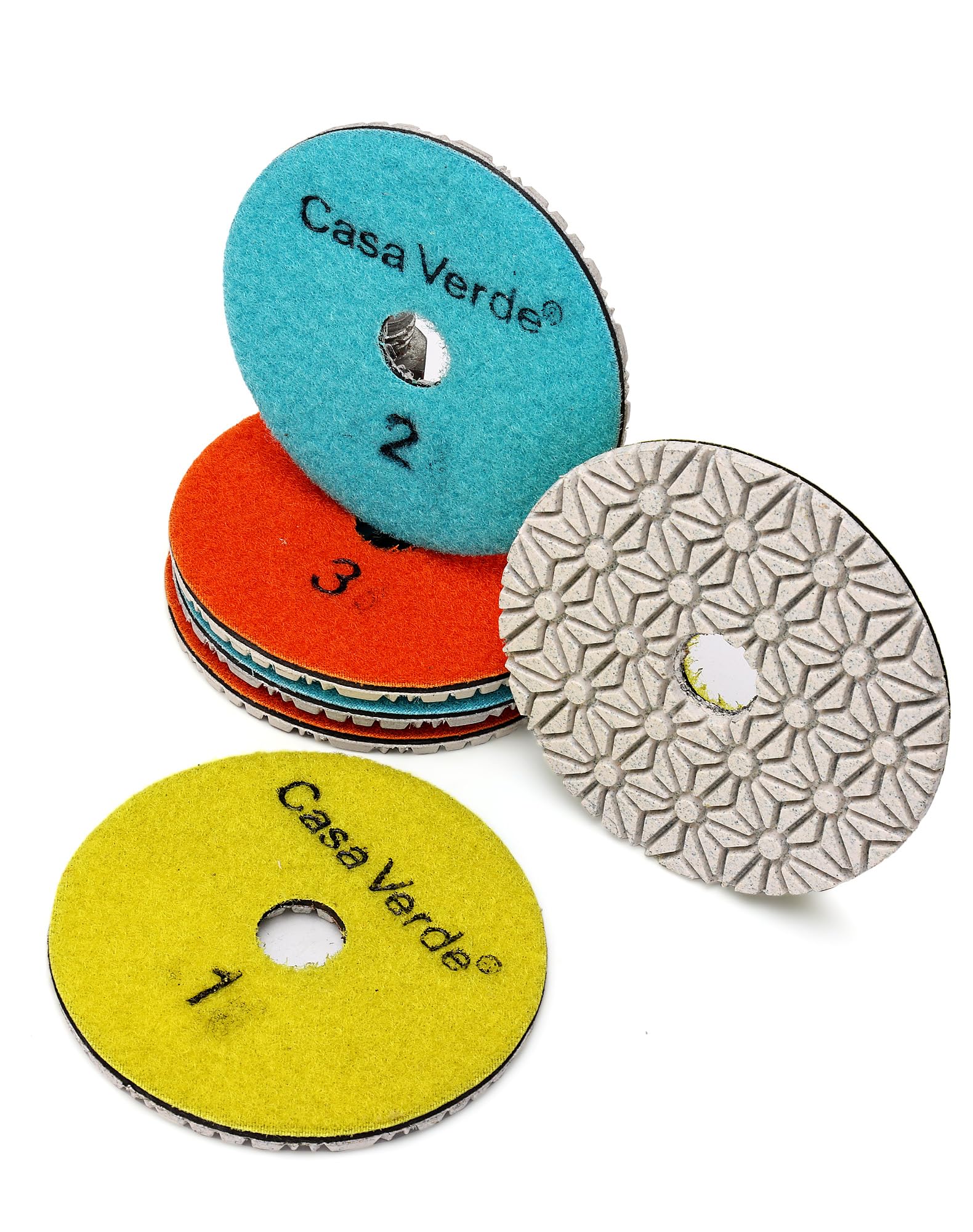 Casaverde 3 Step Diamond Polishing Pads 4 Inch Dry or Wet for Granite Marble