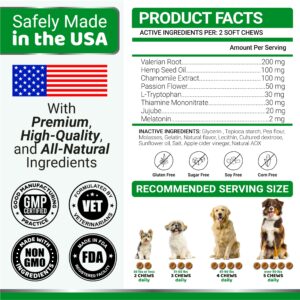 YUMA'S Hemp Calming Chews for Dogs - Advanced Dog Calming Treats - Dog Calming Chews - 170 Chews - Anxiety Relief Treats - Separation Aid, Barking, Stress Relief, Thunderstorms - Melatonin - Hemp Oil