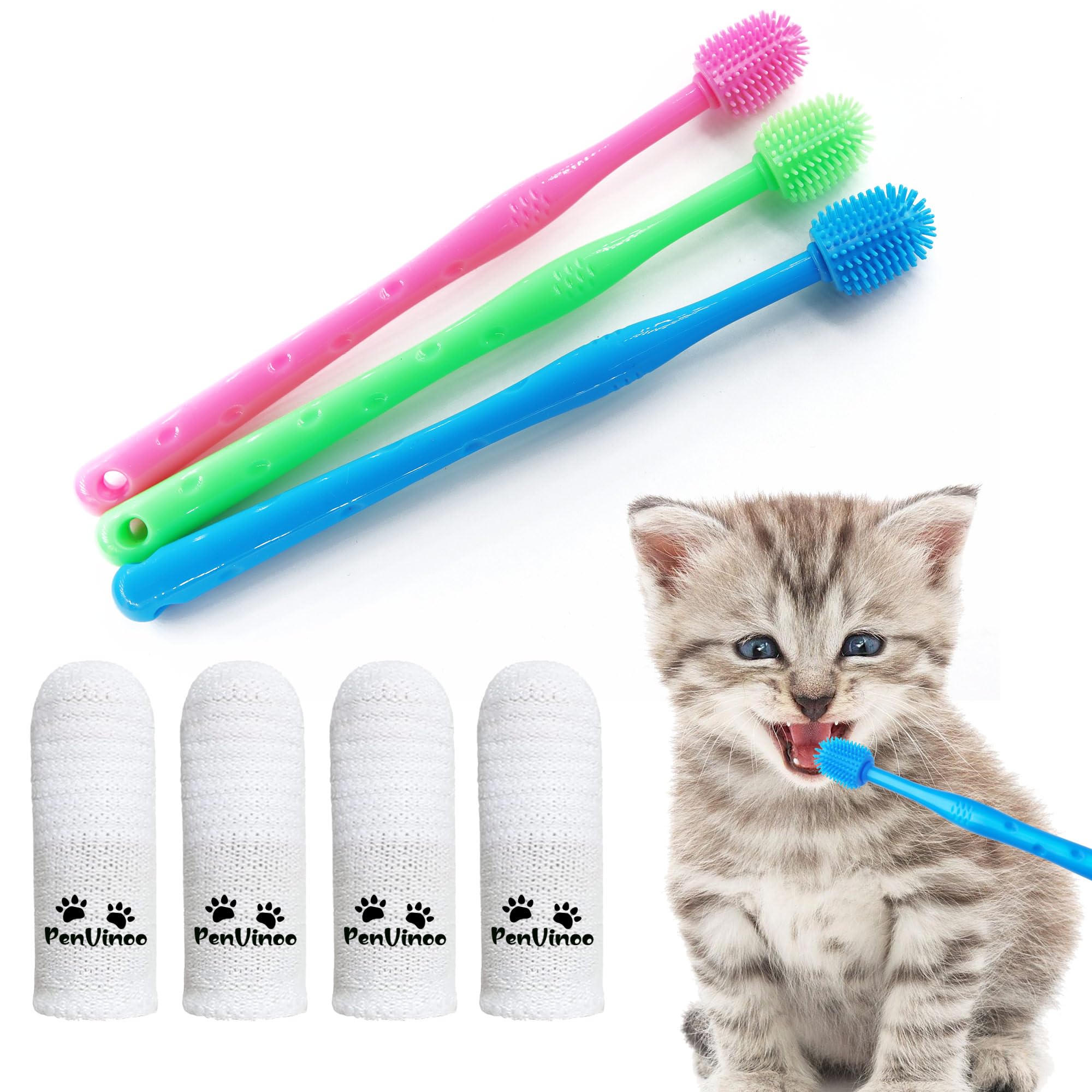 PenVinoo Dog Toothbrush Cat Toothbrush Dog Soft Toothbrush Finger Toothbrush pet Toothbrush Small to Large Dogs & Large Cats