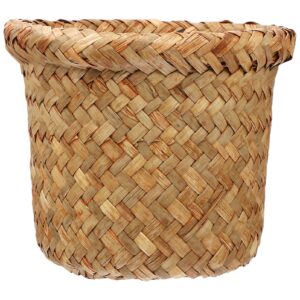 holidyoyo seagrass woven basket small countertop trash can mini wastebasket woven plant pot holder pencil cup makeup brush organizer farmhouse home decor