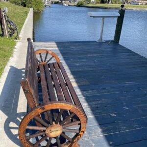 Kinfant Patio Bench Wooden Garden Seat - 55” Outdoor Rustic Brown 2-Person Wagon Wheels Furniture