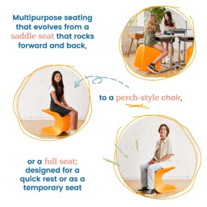 ECR4Kids Wave Seat, 18in - 19.6in Seat Height, Perch Stool, Orange, 2-Pack