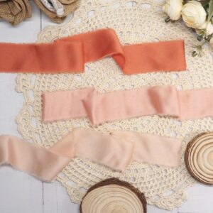 CT CRAFT LLC Frayed Satin Silk Ribbon 1.5" x 10 Yards x 3 Rolls Coral Dusty Coral Terracotta for Christmas Home Decor Gift Wrapping DIY Crafts Wedding Invitation Bouquets