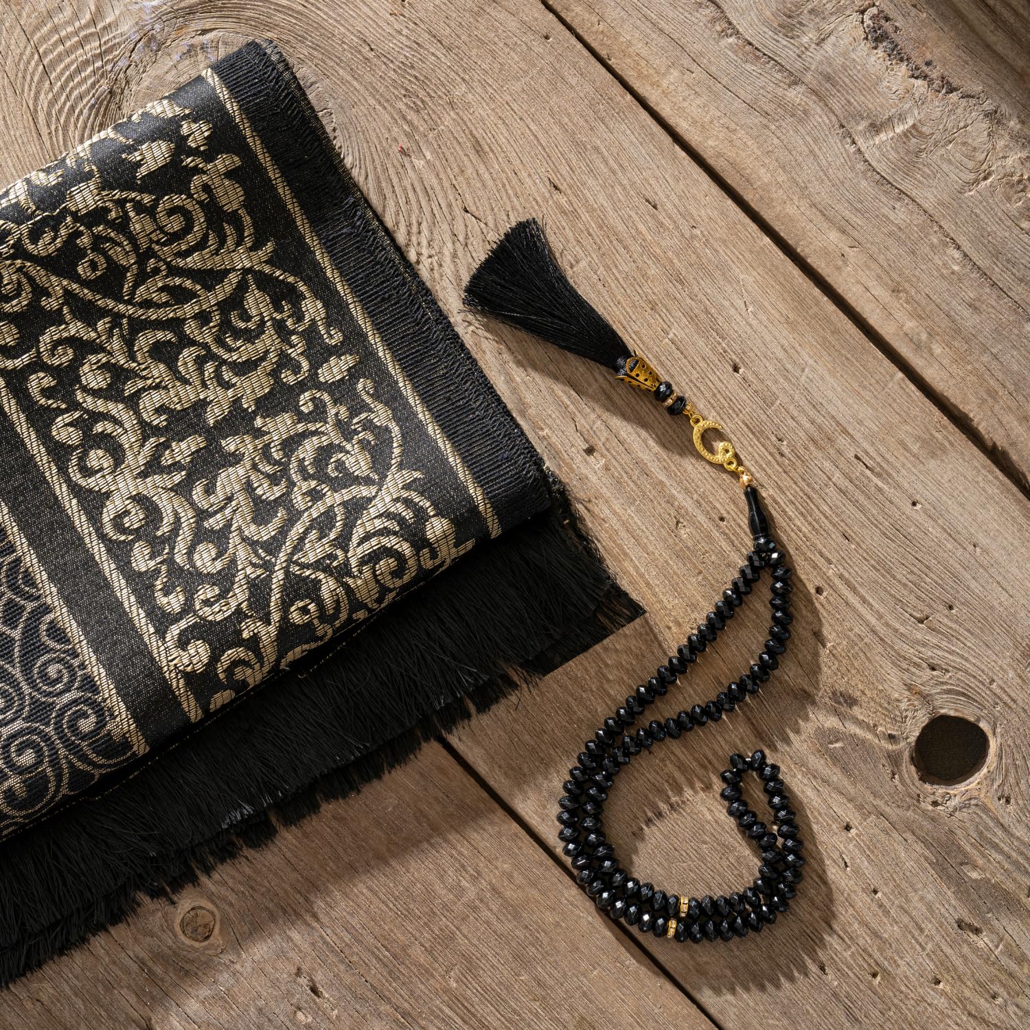 SUMELA Prayer Mat, Islamic Gift Set, Ottoman Prayer Mat, Prayer Mat, Muslim Gifts, Prayer Beads, Travel Bag, Black Color, Standard