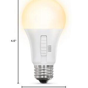 Feit Electric A19 LED Light Bulb, 100W Equivalent, Non-Dimmable, 5CCT, E26 Medium Base, 90 CRI, 1500 Lumens, Standard Light Bulb with Switch on Bulb, 13-Year Lifetime, OM100/5CCT/15KLED/2, 2 Pack