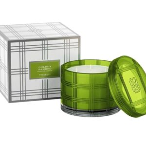 HomeWorx by Slatkin + Co. 4-Wick Golden Bamboo Luxe Candle with Gift Box, Notes of Fresh Bamboo, Pink Jasmine Petals, Bergamot Leaves and Green Woods, 30-55 Hour Burn Time