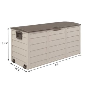 75 Gallon Large Deck Box,Outdoor Resin Storage Boxes,260L Garden Plastic Storage Bin,Lockable & Waterproof Container Bins for Patio Furniture,Cushions,Pool Float,Garden Tools,Doubles as Extra Seating