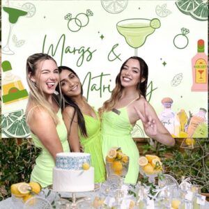 Wonmelody Margs and Matrimony Bachelorette Decorations Backdrop Margarita Backdrop Banner Cinco De Mayo Mexican Fiesta Banner Bridal Shower Party Supplies for Cactus Engagement Wedding Carnival