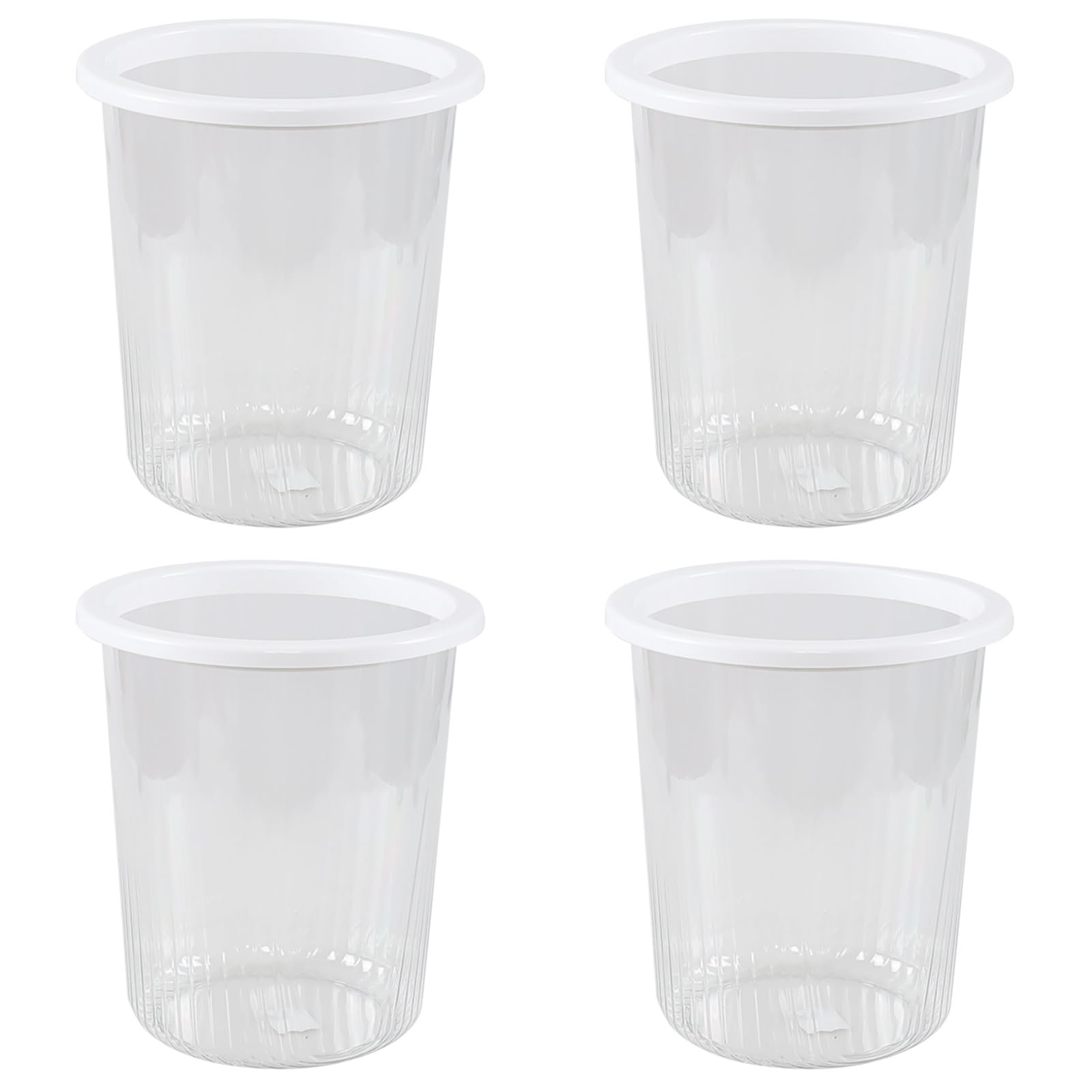 Julyeen 4 Packs Round Plastic Trash Can, 2.5 Gallon Clear Wastebasket Basket Bin for Bathroom, Bedroom, Kitchen