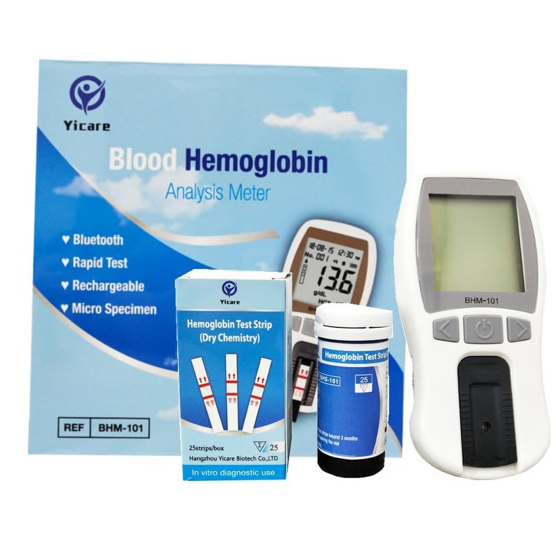 Healthcaretuye Hemoglobin Meter Hemoglobin Test Meter Hemoglobin Test Kit Analyzer + 75pcs Strips, Blue