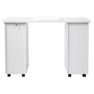 Knocbel Computer Desk Manicure Nail Table with Four Drawers and A Cabinet, with Wheels for Flexible Use, Sturdy Wooden Construction, Large Storage Space, 47.2" L x 21.3" W x 31.9" H White