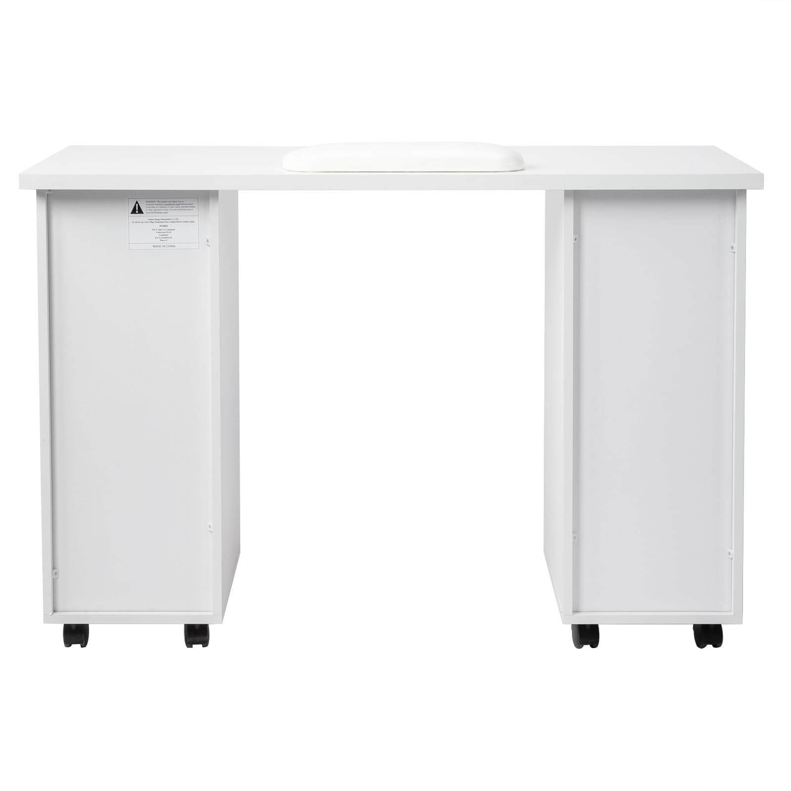 Knocbel Computer Desk Manicure Nail Table with Four Drawers and A Cabinet, with Wheels for Flexible Use, Sturdy Wooden Construction, Large Storage Space, 47.2" L x 21.3" W x 31.9" H White