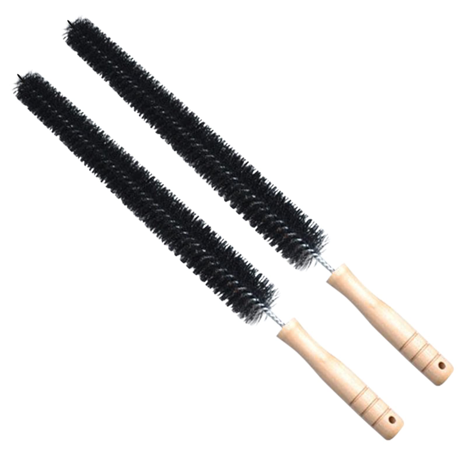 2pcs Radiator Brush, 40cm Long Reach Radiator Brush with Wooden Handle, Flexible Nylon Radiator Cleaner Brush with Hanging Hook Loop for Dryer Lint Brush Vent Cleaner