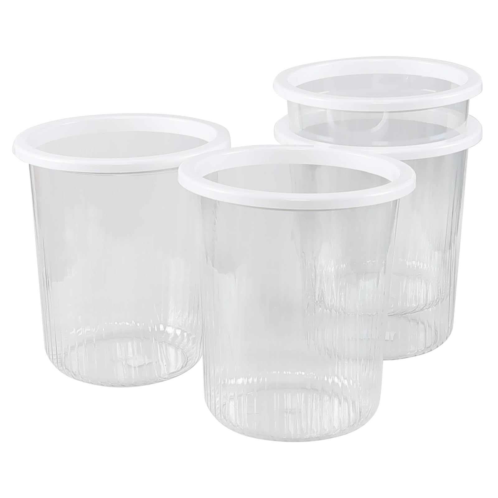 Julyeen 4 Packs Round Plastic Trash Can, 2.5 Gallon Clear Wastebasket Basket Bin for Bathroom, Bedroom, Kitchen