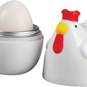 COOKWARE CREATIONS Chicken Shaped Microwave Egg Boiler for Perfectly Cooked Eggs in Minutes - egg boilers - egg boiler microwave - microwave egg boiler 1 egg - egg cooker, White