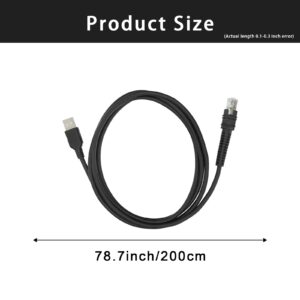 CARPSDZY CBA-U46-S07ZAR Shielded USB Cable for Zebra Symbol DS3608 DS3678 DS8108 DS8178 LI3608 LI3678 DS3600-KD Handheld Barcode Scanner, USB-A Connector, 7ft (2 m) Straight, BC 1.2, DC 5V