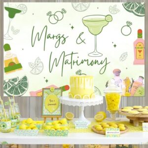 Wonmelody Margs and Matrimony Bachelorette Decorations Backdrop Margarita Backdrop Banner Cinco De Mayo Mexican Fiesta Banner Bridal Shower Party Supplies for Cactus Engagement Wedding Carnival