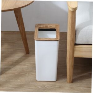 ABOOFAN Kitchen Garbage Cans Japanese Fair Pitcher Storage Bucket Strawberry Decor Bathroom Bin Wood Garbage Container Bin Trash Can Home Decor Trash Basket Wooden Bamboo Cover Desk Office