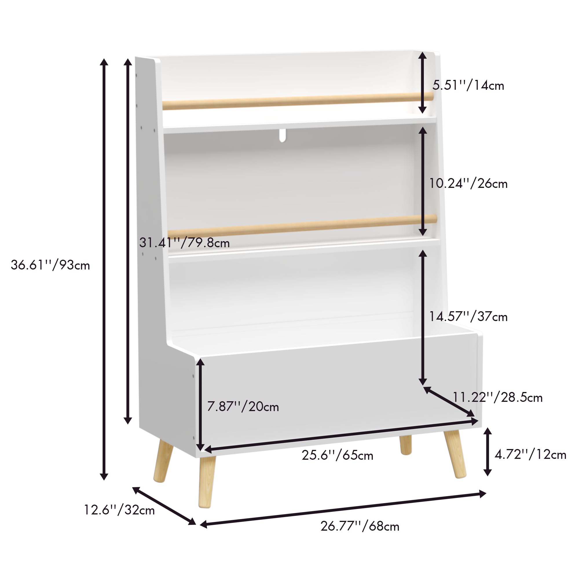 GOAWGO Kids Bookcase 3-Tier Book Shelf Organizer for Toys and Books, Children's Book Display Rack, Toy Storage Cabinet Organizer for Bedroom, Playroom, Hallway (White)