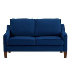 RENDGO Modern 52" Sofa, Comfy Sofa Couch with Extra Deep Seats,Upholstered Velvet 2-seat Sofa with Removable Cushions for Livingrooom Bedroom,Navy