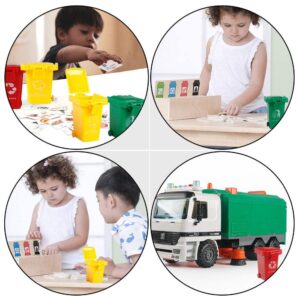 Happyyami 4Pcs Mini Recycling Trash Can Toys, Garbage Trucks Trash Cans, Mini Curbside Vehicle Garbage Bin, Garbage Classification Toys for Pencil Cup Desktop Organizer