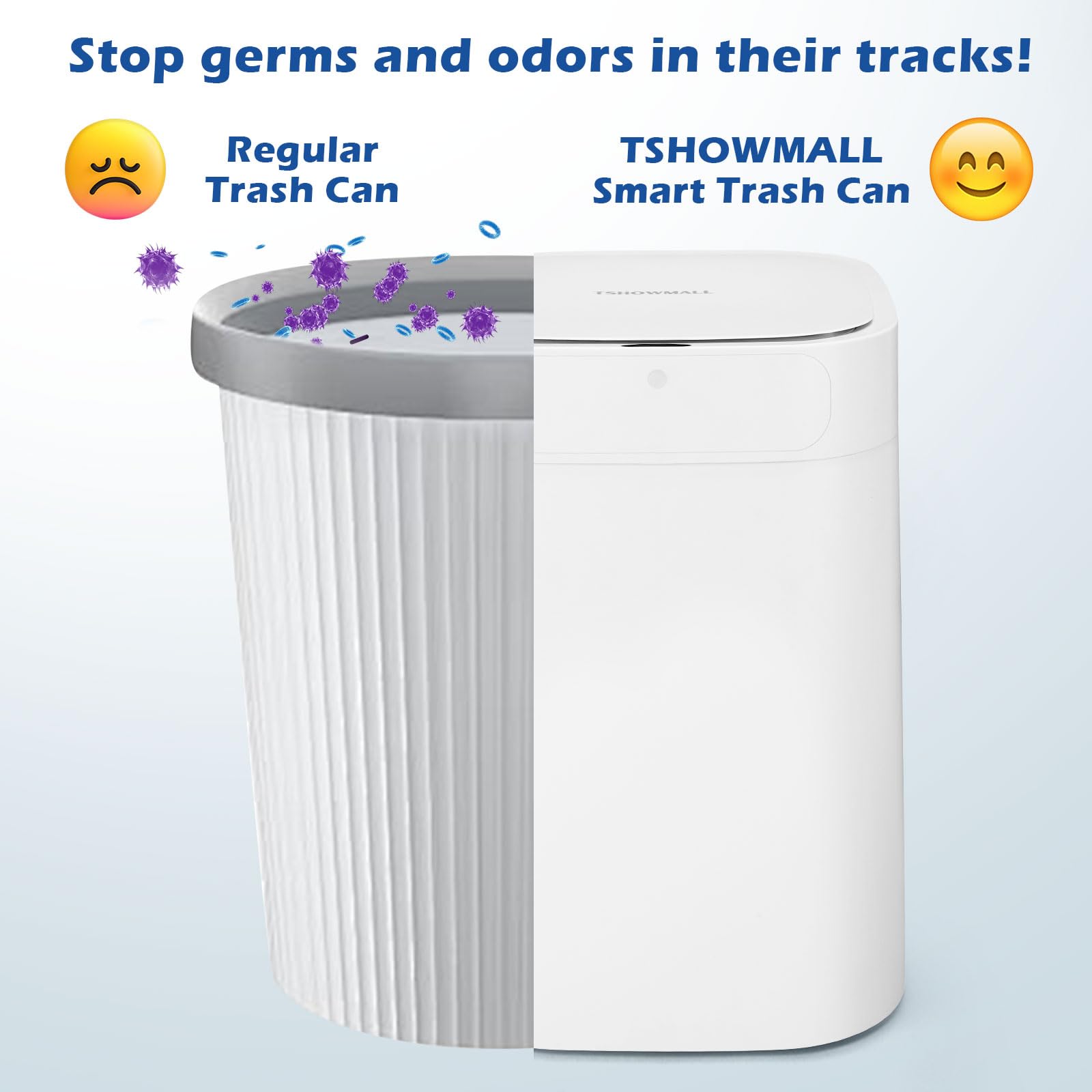 Automatic Trash can 4.6 gallons,Self-sealing&self-changing Smart Garbage can,Motion Sensor activated Rechargeable touchless with lid for Kitchen Bathroom Bedroom,with 6 refill Rings-150 bags