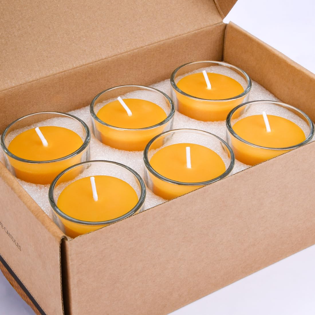 Pure Beeswax Votive Candles-6 Pack Natural Votives Set in Glass Cup for Home Room Decor Party Wedding Spa Gift