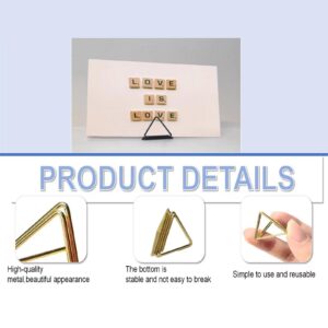 FJDCKJ 100 Pack Gold Triangle Place Card Holders for Wedding Baby Shower - Modern Table Number Stands for Parties & Events - Elegant and Practical Mini Size Name Card Holder Clips