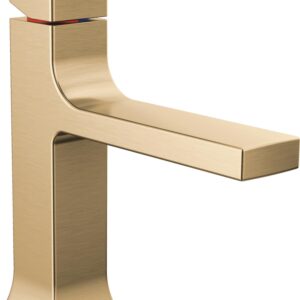 Delta Faucet Velum Single Hole Bathroom Faucet, Gold Bathroom Sink Faucet, Single Handle Bathroom Faucet, Bath Faucet, Pop-Up Drain Assembly, Champagne Bronze 537-CZMPU-DST