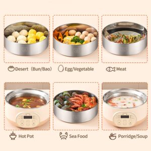 Joydeem Electric Food Steamer for Cooking, 2-Tier Stainless Steel Vegetable & Food Steamers, 15L Large Capacity, JD-DZG15B