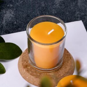 Pure Beeswax Votive Candles-6 Pack Natural Votives Set in Glass Cup for Home Room Decor Party Wedding Spa Gift