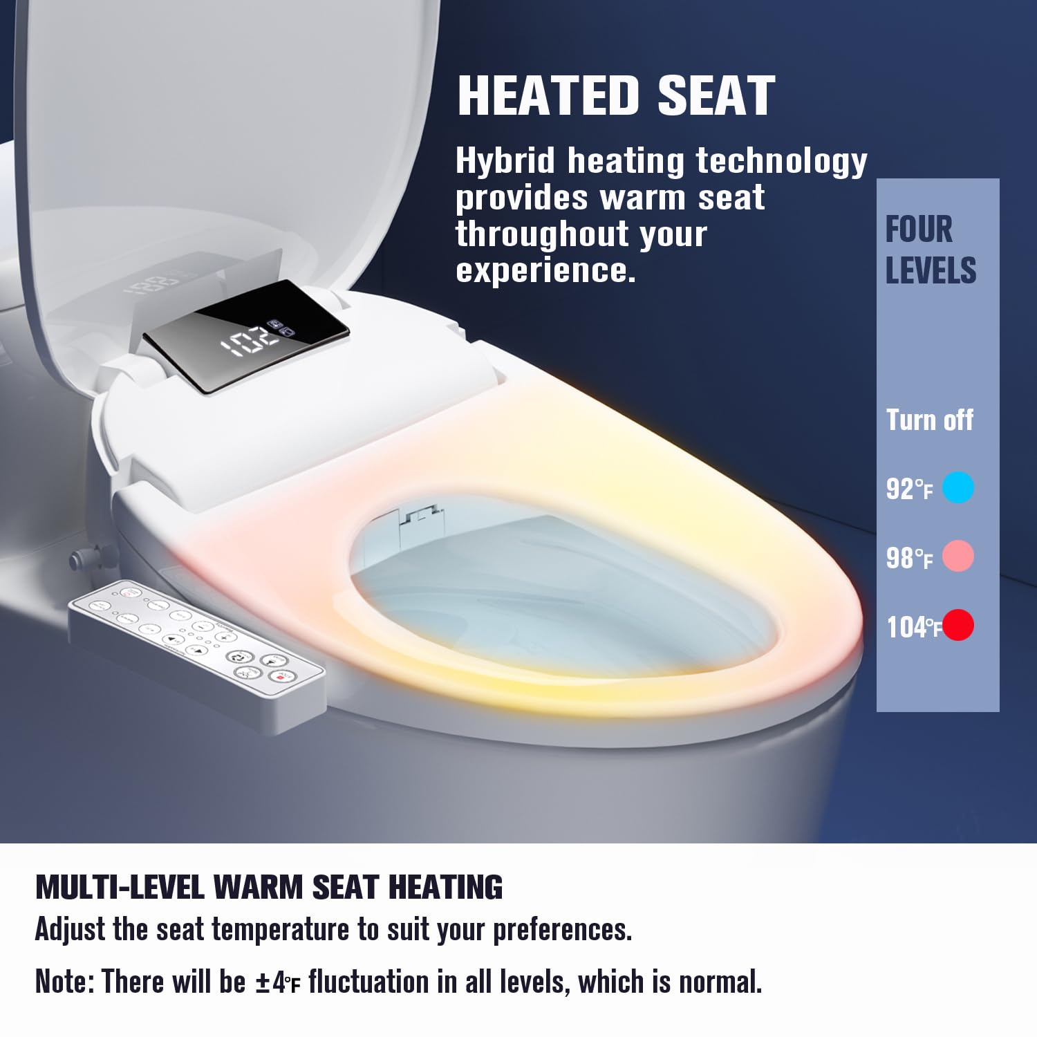 WLJBIDET Upgrade Bidet Toilet Seat Elongated, Rear and Feminine Wash, Unlimited Warm Water, Heated Seat, Warm Air Drying, Soft Close Lid, Sense Seat, Smart Bidet Seat Elongated Requires Electricity