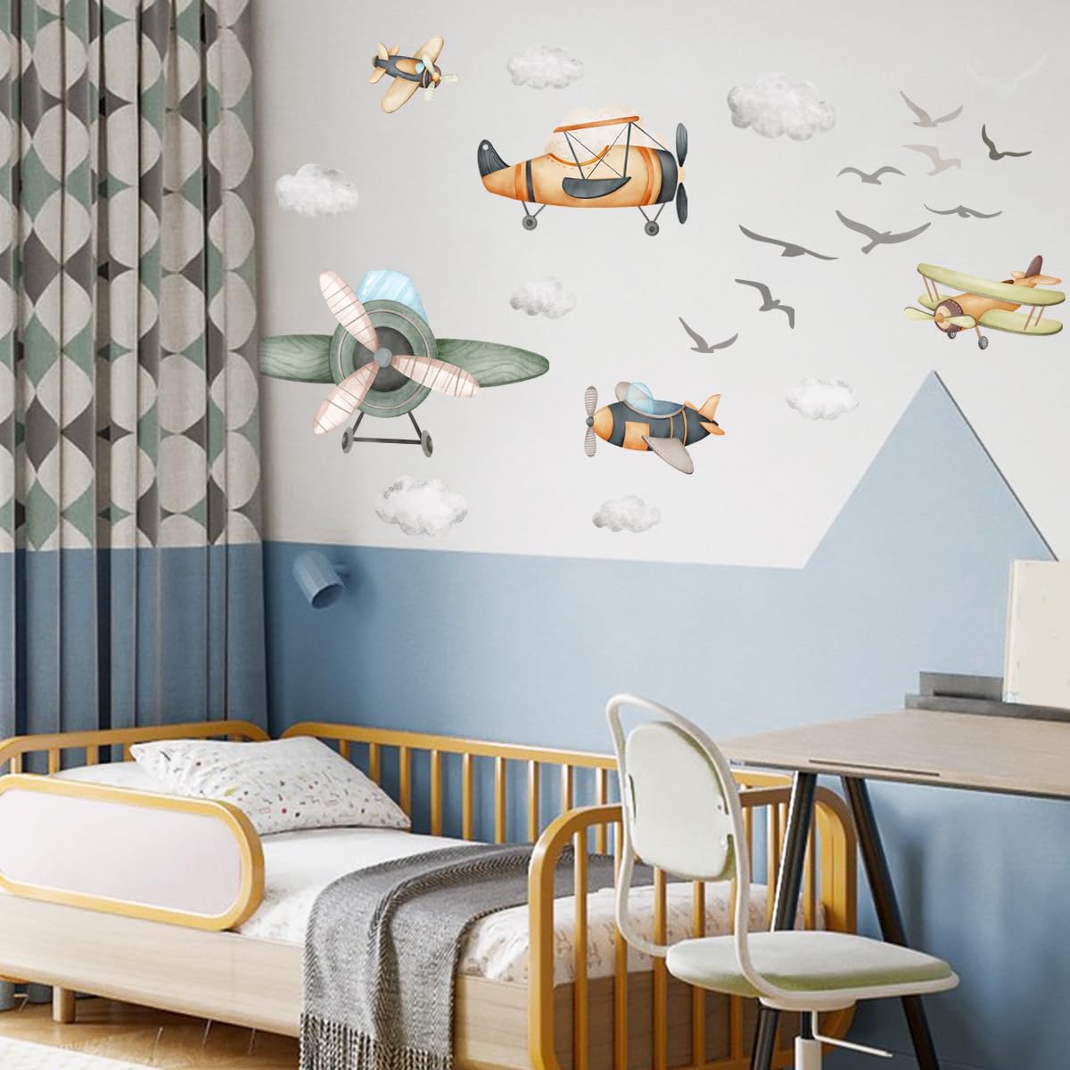 Airplane Wall Decal for Boys/Peel and Stick Boys Bedroom Wall Sticker/Can be Suitable for Kindergarten Nursery Boys Girls Bedroom Wall Decoration