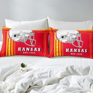 Erosebridal American Football Comforter Set Rugby Decor Sports Game Bedding Comforter Sets Twin, Boys American Football City Bedding Red Yellow White Stars Stripes Duvet Insert 2Pcs (Kansas)